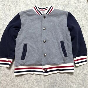 Gymboree Boys Bomber Baseball‎ Varsity Jacket Size S 5-6 Preppy Timeless Grey